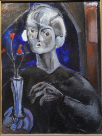 SH Enchères, Sophie Himbaut commissaire-priseur Vente de fonds de maison mardi 24 février à 10h richard-mandin-portait-fleurs-rouge