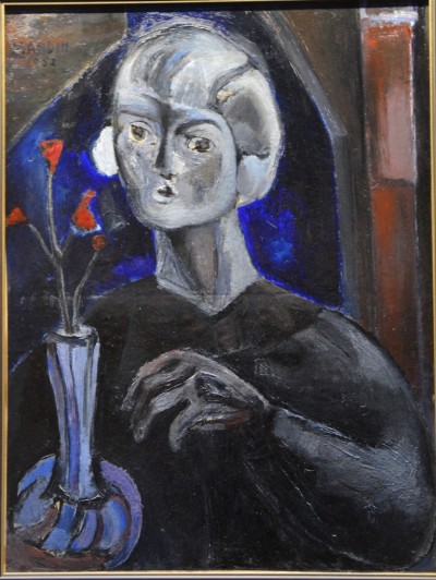 SH Enchères, Sophie Himbaut commissaire-priseur Vente de fonds de maison mardi 24 février à 10h richard-mandin-portait-fleurs-rouge